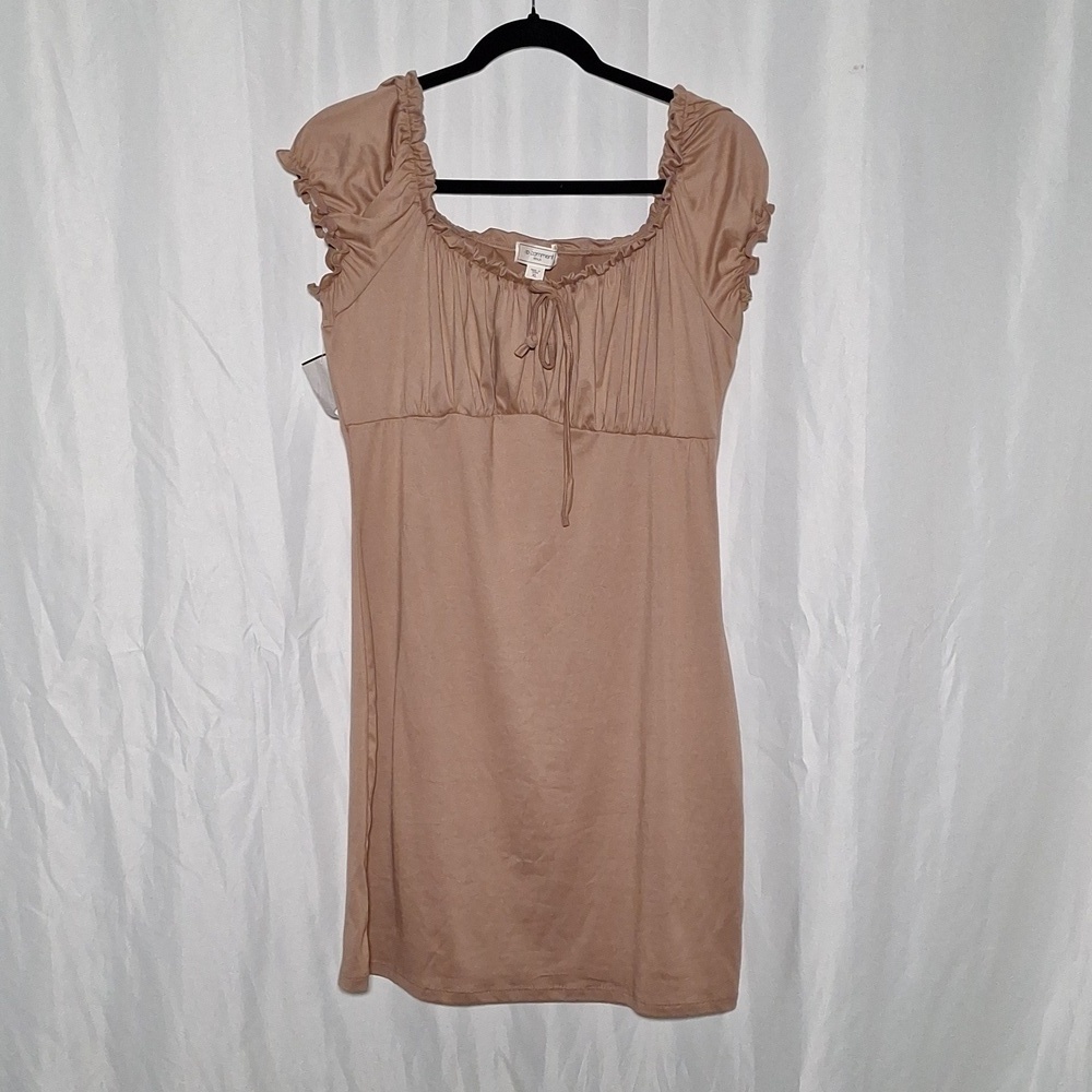 Brand New No Comment Bodycon Dress Size XL Tan Cream Brown